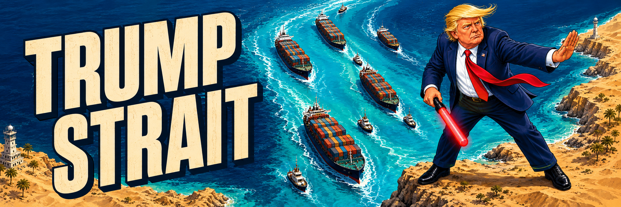 TRUMP STRAIT banner — maritime rebrand artwork
